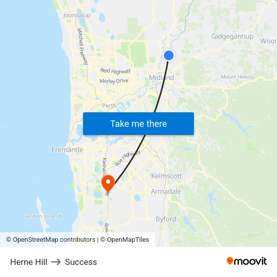 Herne Hill to Success map