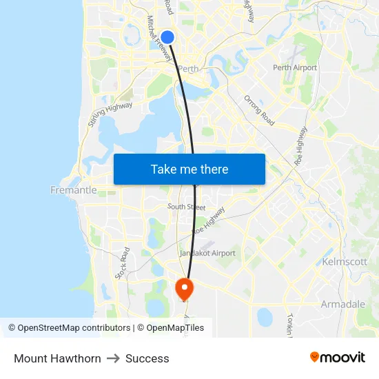 Mount Hawthorn to Success map