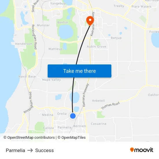 Parmelia to Success map