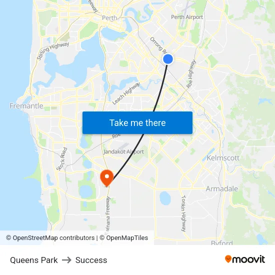 Queens Park to Success map