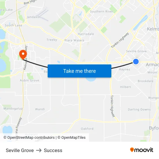 Seville Grove to Success map