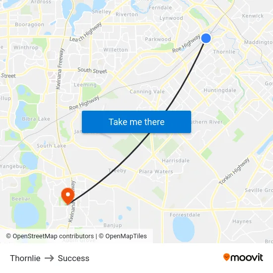 Thornlie to Success map
