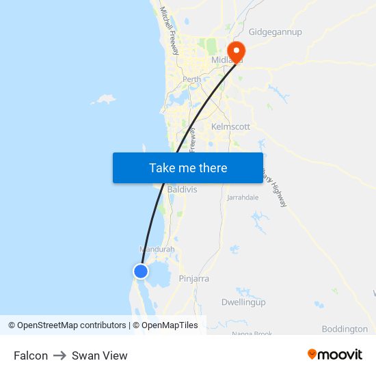 Falcon to Swan View map