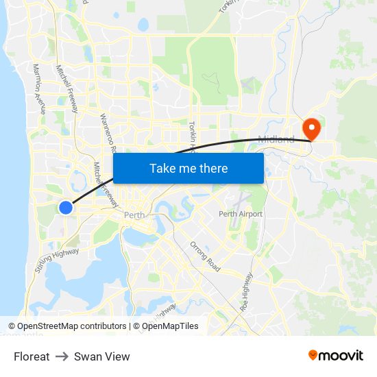 Floreat to Swan View map