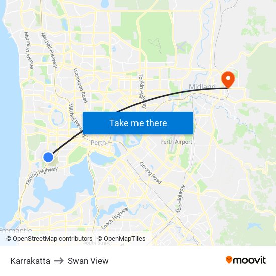 Karrakatta to Swan View map