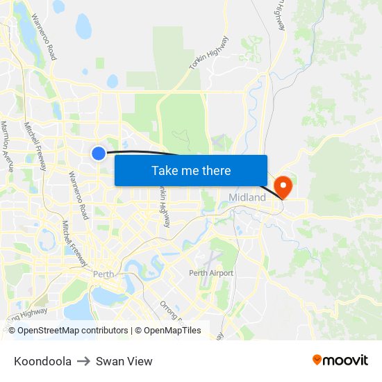 Koondoola to Swan View map