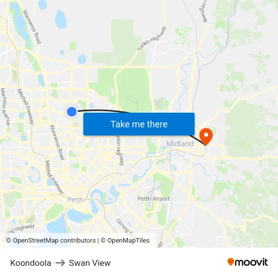 Koondoola to Swan View map