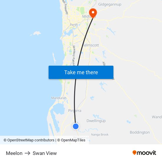 Meelon to Swan View map