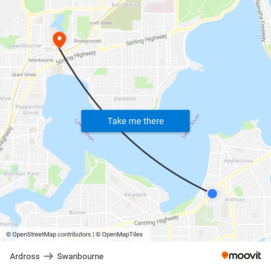 Ardross to Swanbourne map