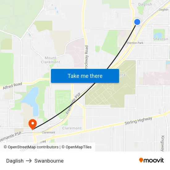 Daglish to Swanbourne map