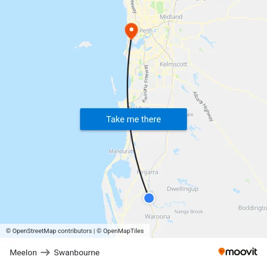 Meelon to Swanbourne map