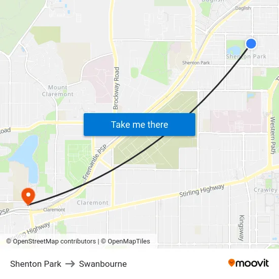Shenton Park to Swanbourne map