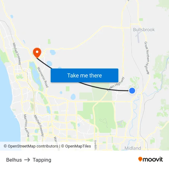 Belhus to Tapping map