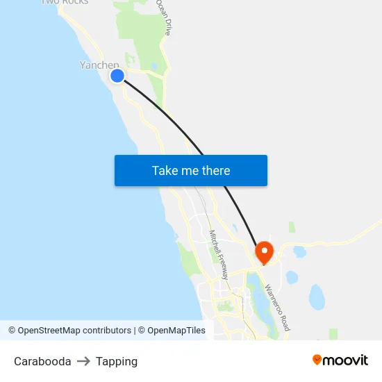 Carabooda to Tapping map