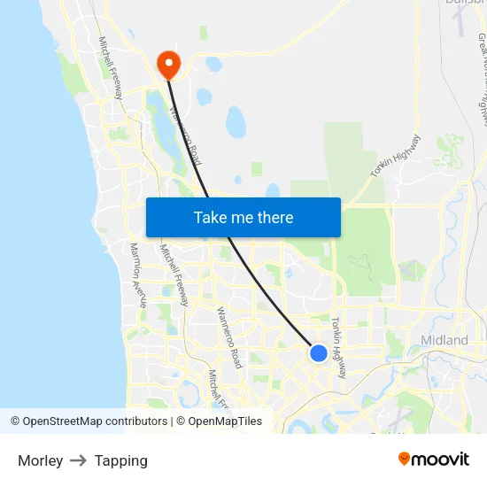 Morley to Tapping map
