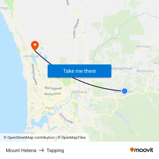 Mount Helena to Tapping map