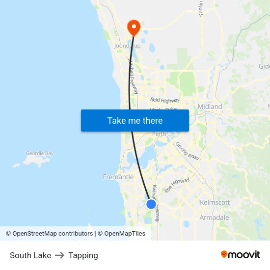 South Lake to Tapping map