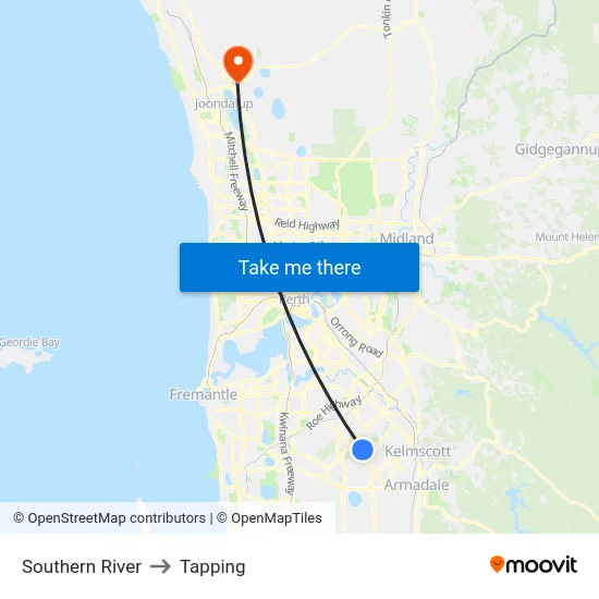 Southern River to Tapping map