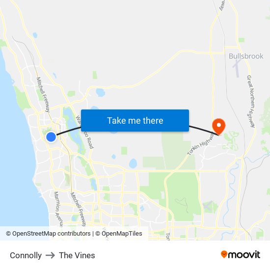 Connolly to The Vines map