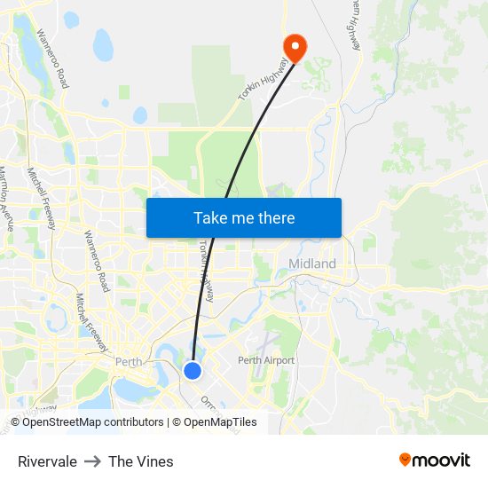 Rivervale to The Vines map