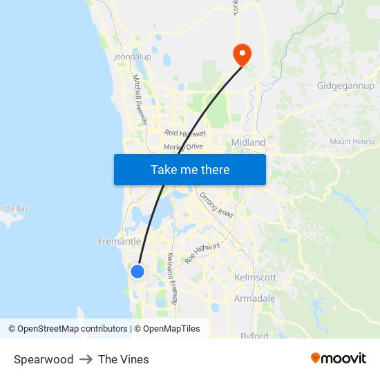 Spearwood to The Vines map