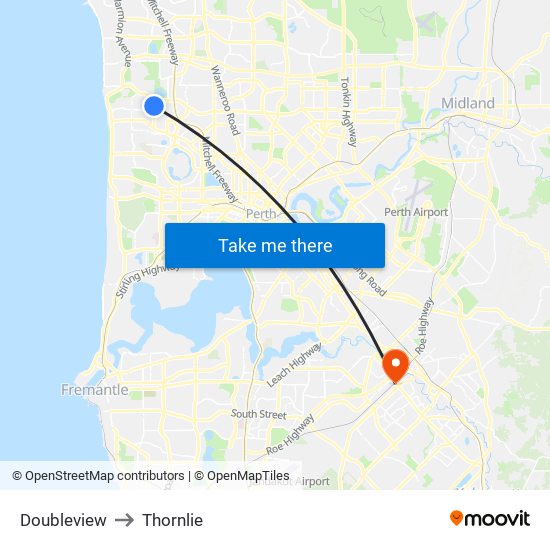 Doubleview to Thornlie map