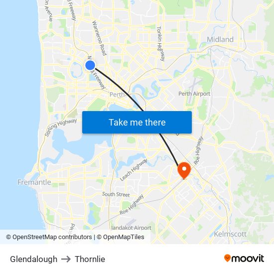 Glendalough to Thornlie map