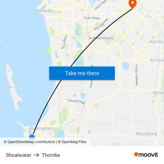 Shoalwater to Thornlie map