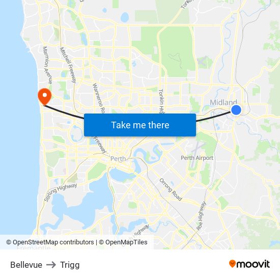 Bellevue to Trigg map