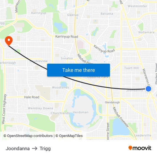 Joondanna to Trigg map