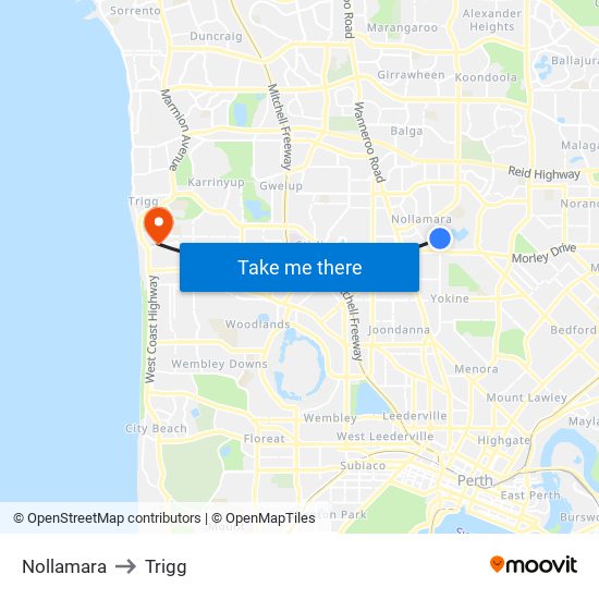 Nollamara to Trigg map