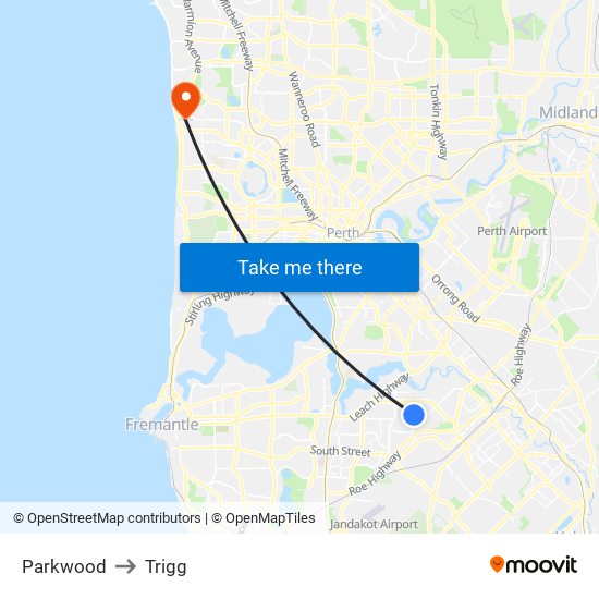 Parkwood to Trigg map