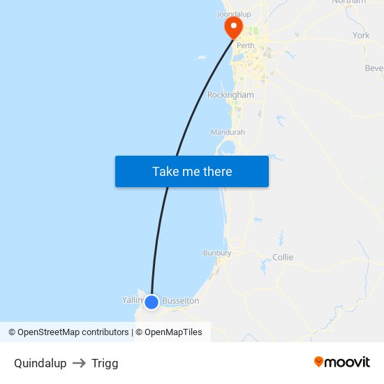 Quindalup to Trigg map