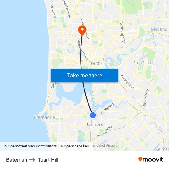 Bateman to Tuart Hill map