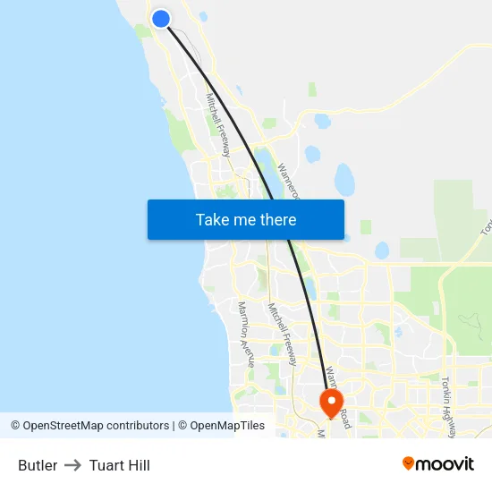 Butler to Tuart Hill map