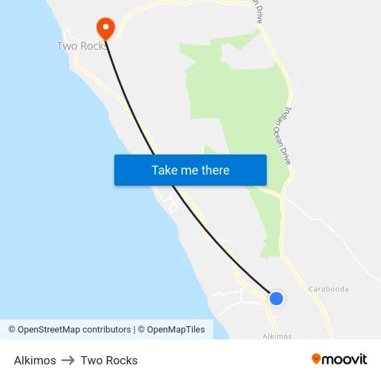Alkimos to Two Rocks map