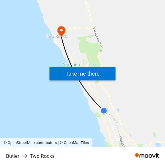 Butler to Two Rocks map