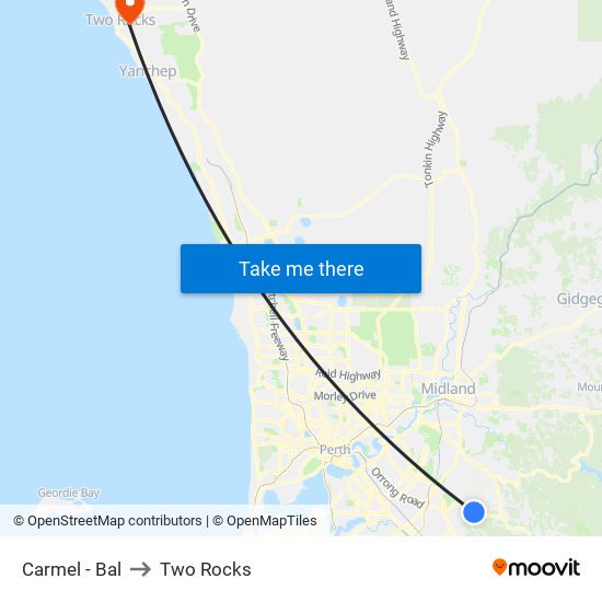 Carmel - Bal to Two Rocks map