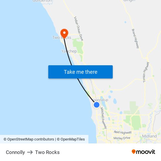 Connolly to Two Rocks map