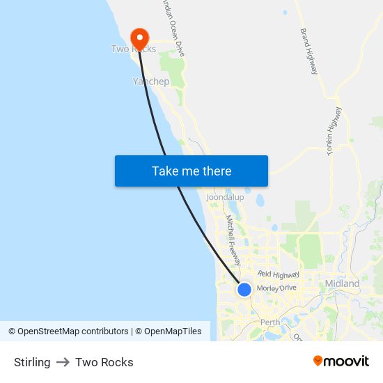 Stirling to Two Rocks map