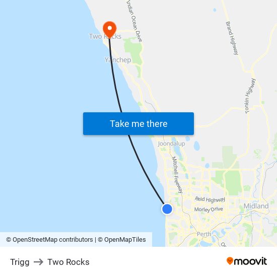 Trigg to Two Rocks map