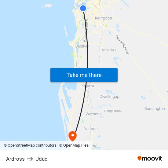 Ardross to Uduc map