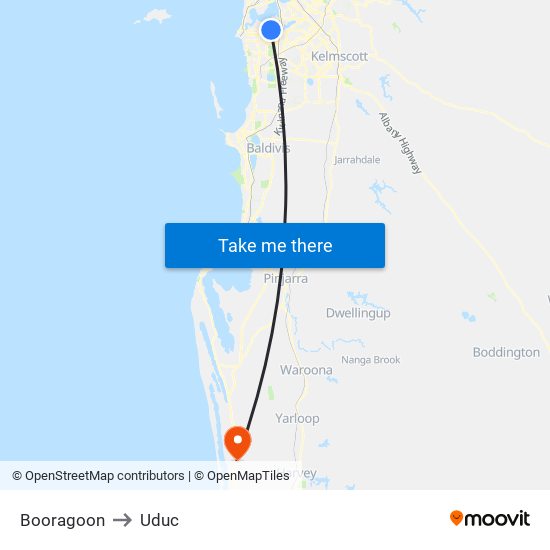 Booragoon to Uduc map