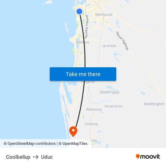 Coolbellup to Uduc map