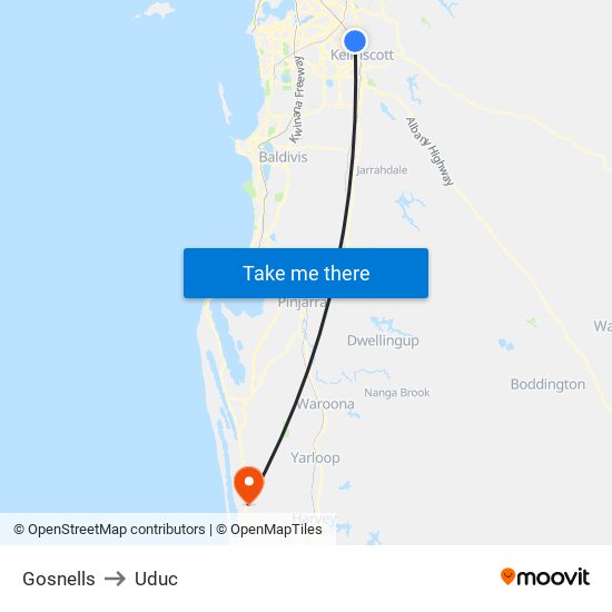 Gosnells to Uduc map