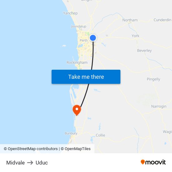 Midvale to Uduc map