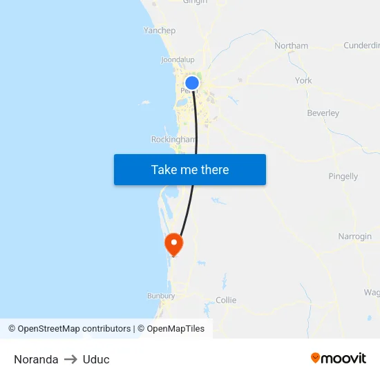 Noranda to Uduc map