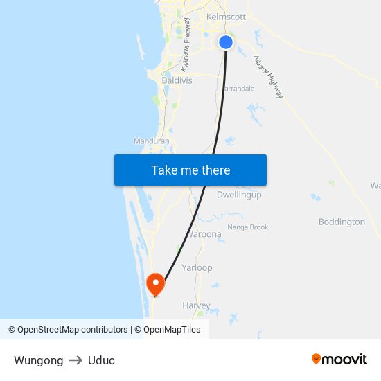 Wungong to Uduc map