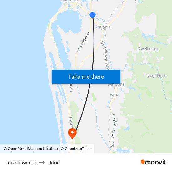 Ravenswood to Uduc map