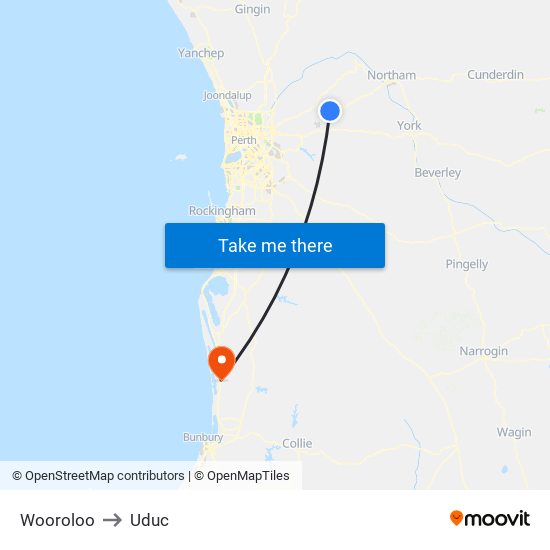 Wooroloo to Uduc map